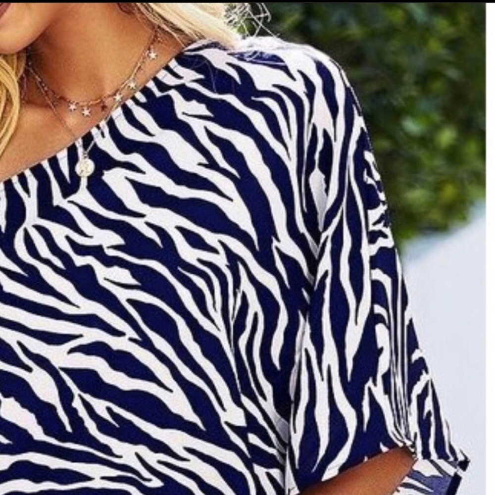 Sexy Zebra Stripe Off-Shoulder Tunic Top NWT - Picture 6 of 6